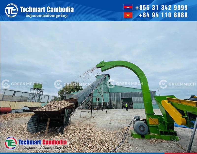 ម៉ាស៊ីនសម្រាប់កាត់ឈើឈើទៅជាបន្ទះសៀគ្វីឈើសម្រាប់សមត្ថភាពនាំចេញ